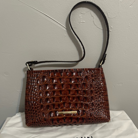 Brahmin Rich Brown Embossed Shoulder Bag